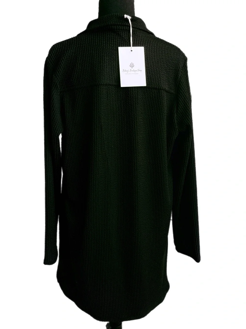 Heavily Ribbed Tunic Shacket - Black - Picture 4 of 9